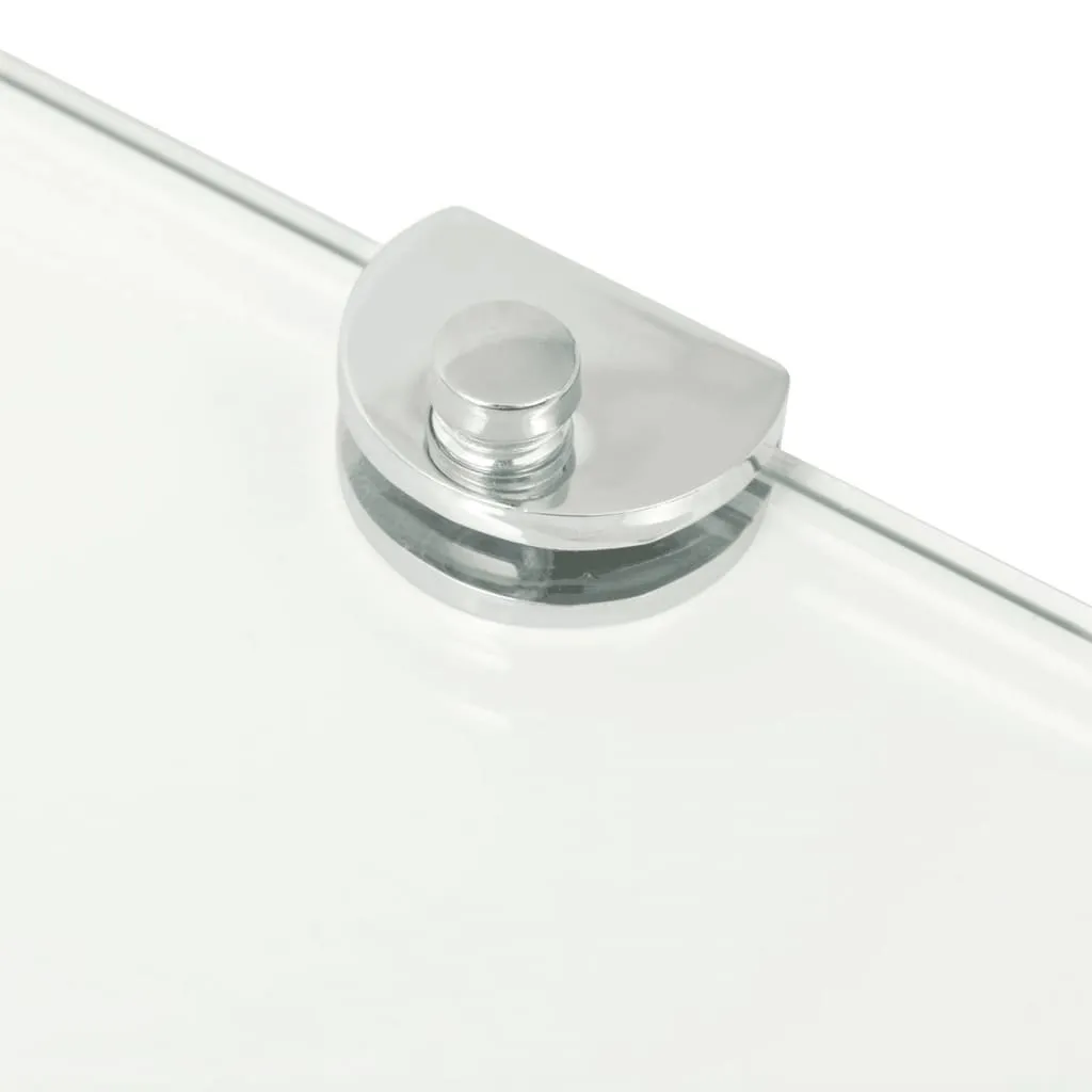 Tablette d'angle verre transparent 8mm et fixations chromées 45 cm