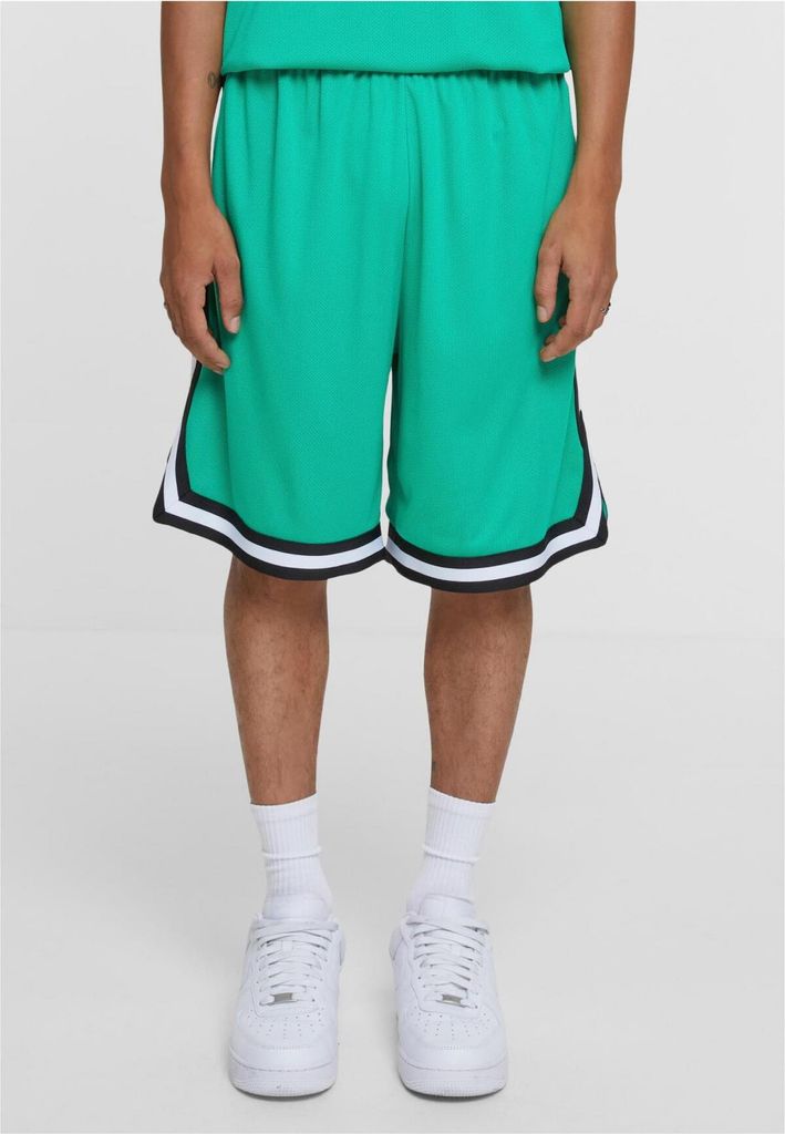 Urban Classics TB243 | Stripes Mesh Shorts S bis 3XL - Farbe: ferngreen/black/white - Größe: XL