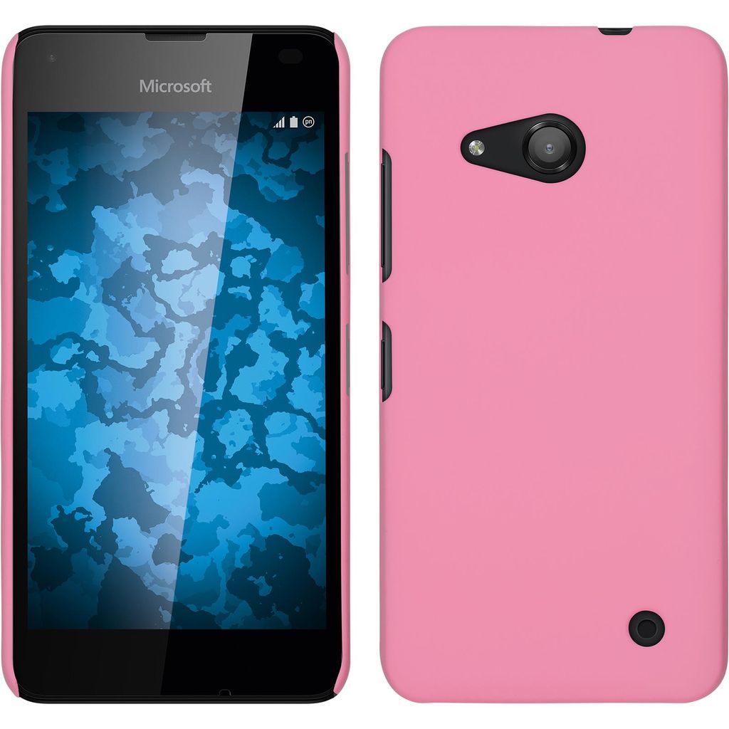 PhoneNatic Case kompatibel mit Microsoft Lumia 550 - Hülle rosa gummiert Hard-case + 2 Schutzfolien