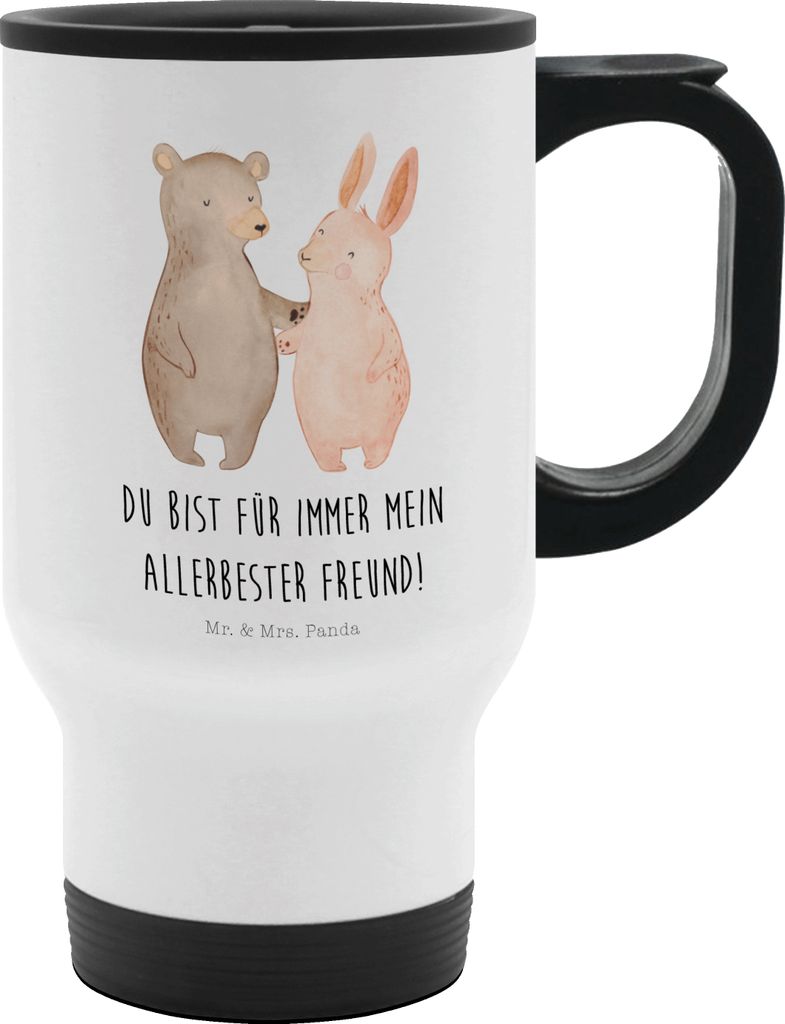 Mr. & Mrs. Panda Isolierbecher Edelstahl Bär und Hase Umarmen - Weiß - Geschenk, Thermobecher, für Immer, thermosbecher, Freunde, Kaffeebecher T...