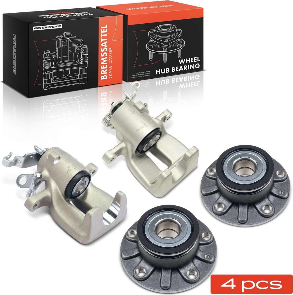 Frankberg 2x Bremssattel + 2x Radnabe Hinterachse Links Rechts für Audi A3 VW Golf 5 Seat Altea XL Leon