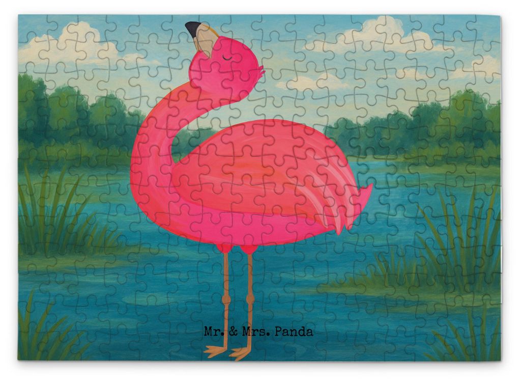 Mr. & Mrs. Panda Puzzle Flamingo Stolz Design 192 Teile - Weiß - Geschenk, Mama, 1000, Legespiel, Puzzlespiel, 300, Freundin, 1500, Tochter
