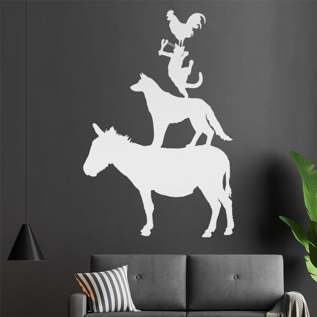 Bremer Stadtmusikanten Wandtattoo in 6 Größen - Wandaufkleber Wall Sticker - Dekoration, Küche, Wohnzimmer, Schlafzimmer, Badezimmer