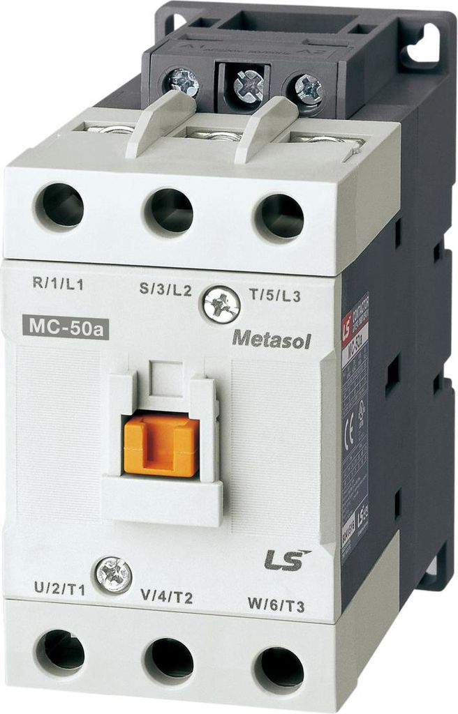 50 A, 22 kW, 3-poliges Leistungsschütz mit 230-VAC-Spule. 1a1b-Hilfskontakte als Standard.
