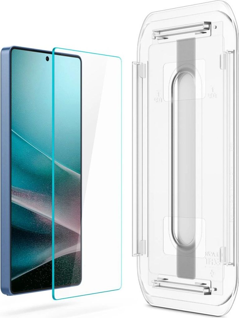 A smartphone screen protector and its installation guide.