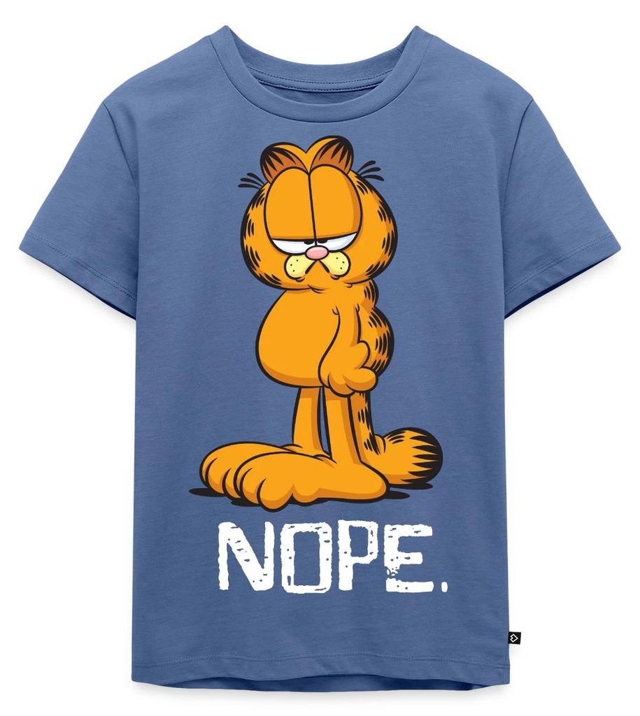 Spreadshirt Garfield Nope Nein Nö Kein Bock Lustig Kinder Premium T-Shirt, 110/116 (4 Jahre), Taubenblau