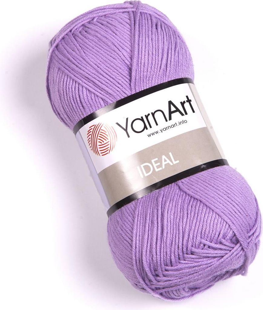 A ball of lilac yarn on a white background.