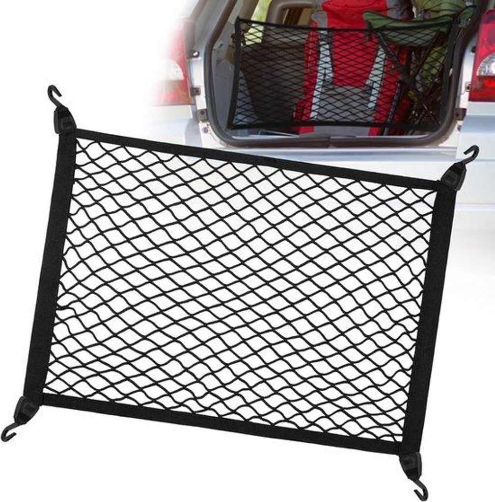 Automobilenet - Reisetaschenhalter - Sicherer Transport - Elastischer Nylon - 100x80cm Ausziehbar - Schwarz