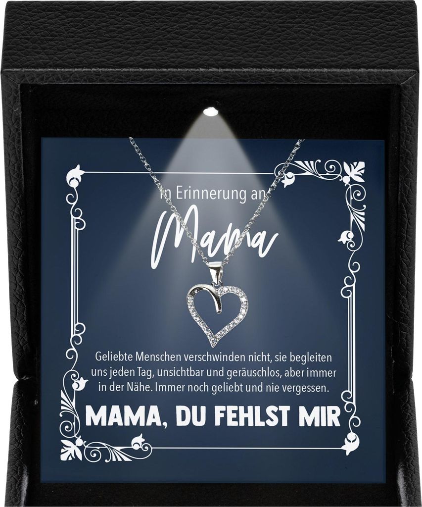 22Feels In Erinnerung an Mama Kondolenzgeschenk Trauer Schmuck Frauen - Silber 925/000 Herz Halskette - Andenken RIP Mutter Beerdigung Gedenken - K...