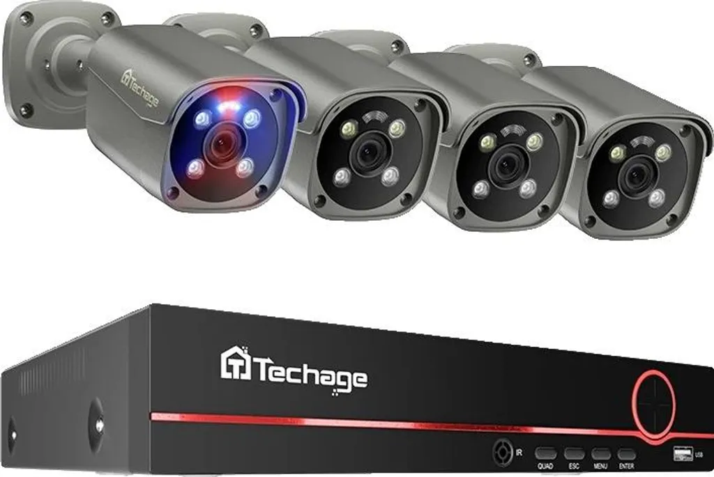 Système de caméras de surveillance 4K 8CH avec 4 dômes étanches IP66