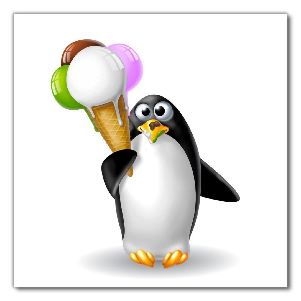 Wallario selbstklebende Möbelfolie/ Tischdecke für Innen und Außen, Größe: 80 x 80 cm - Süßer Eis Pinguin