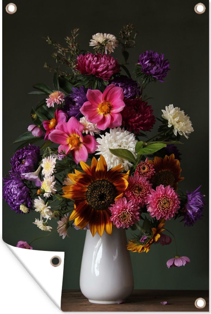 MuchoWow 40x60 cm Outdoor-Poster Gartendeko Sichtschutz Garten Poster für den Garten Blumen - Stillleben - Farbe