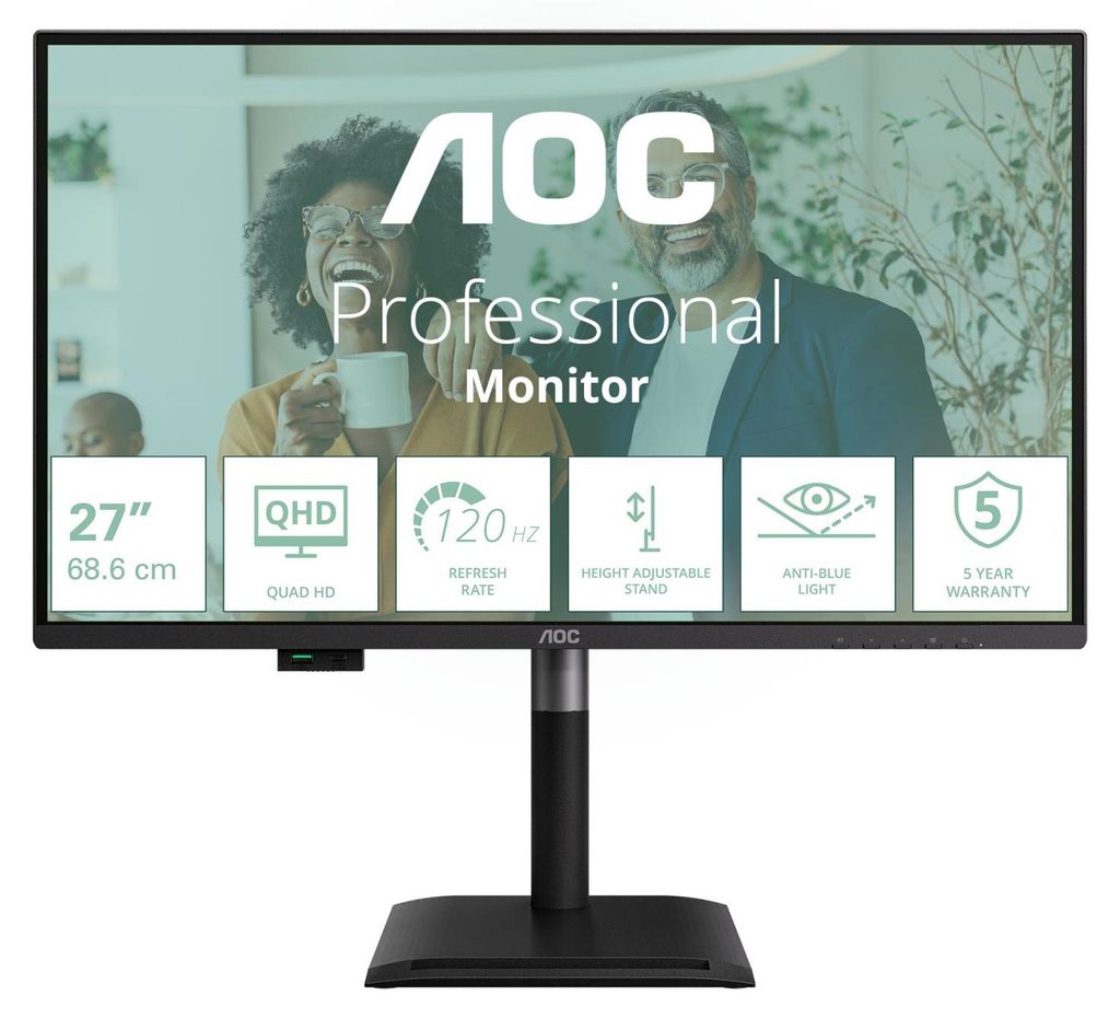AOC Q27P4C, 68,6 cm (27"), 2560 x 1440 Pixel, 4 ms, Schwarz Produktbild 