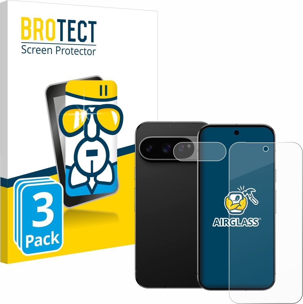 3x BROTECT Schutzglas für Google Pixel 9 Pro XL (Display+Kamera) Schutzfolie Panzer Folie Glas Display Schutz klar