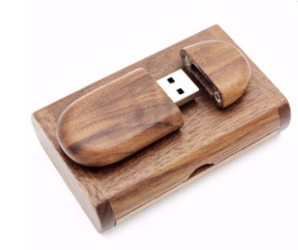 Sada: USB drevený ovál 2.0 16GB a drevený box, orech Obrázok produktu 