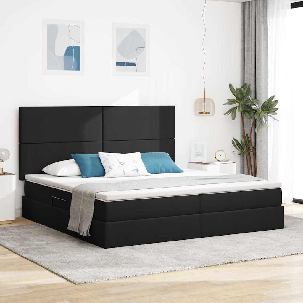 Maison Exclusive - Aufbewahrungsbett mit Matratze Schwarz 200 x 200 cm Polyester