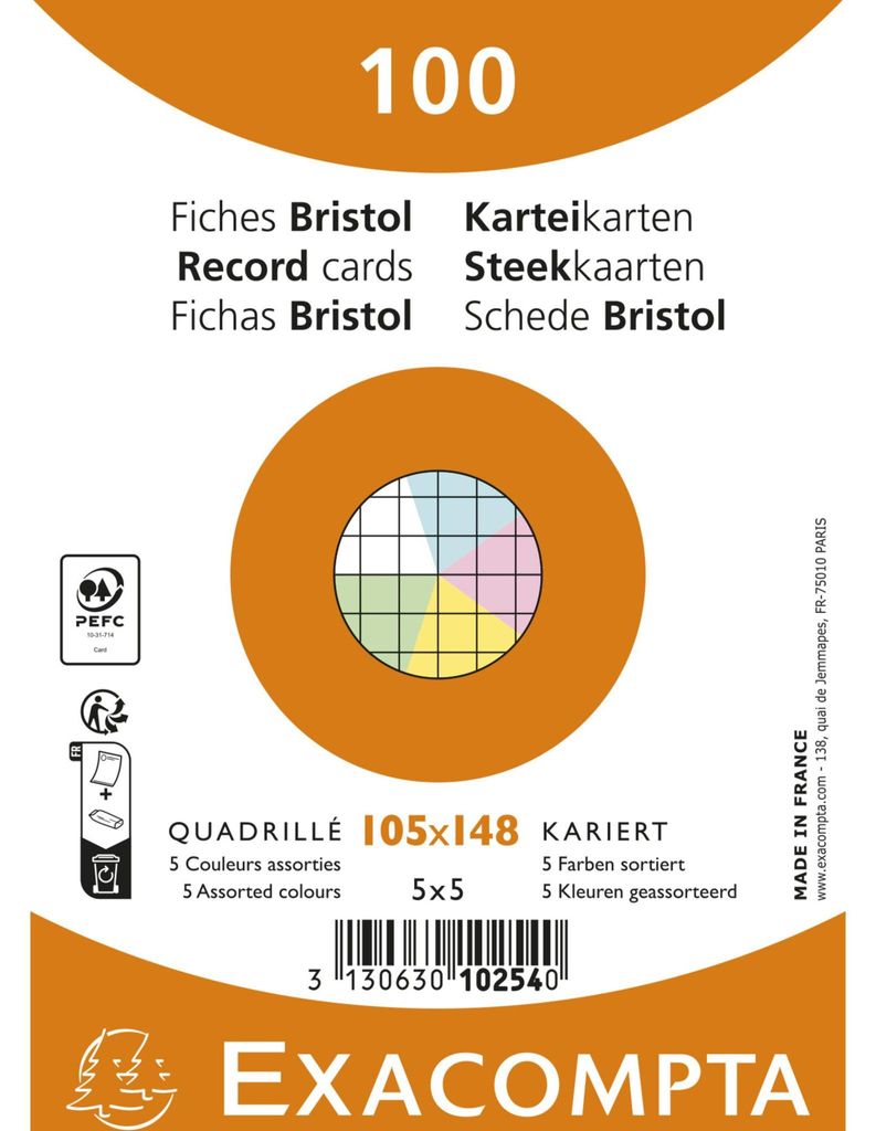 Exacompta 10254E, Blau, Grün, Pink, Weiß, Gelb, A6, Papier, Produktbild 