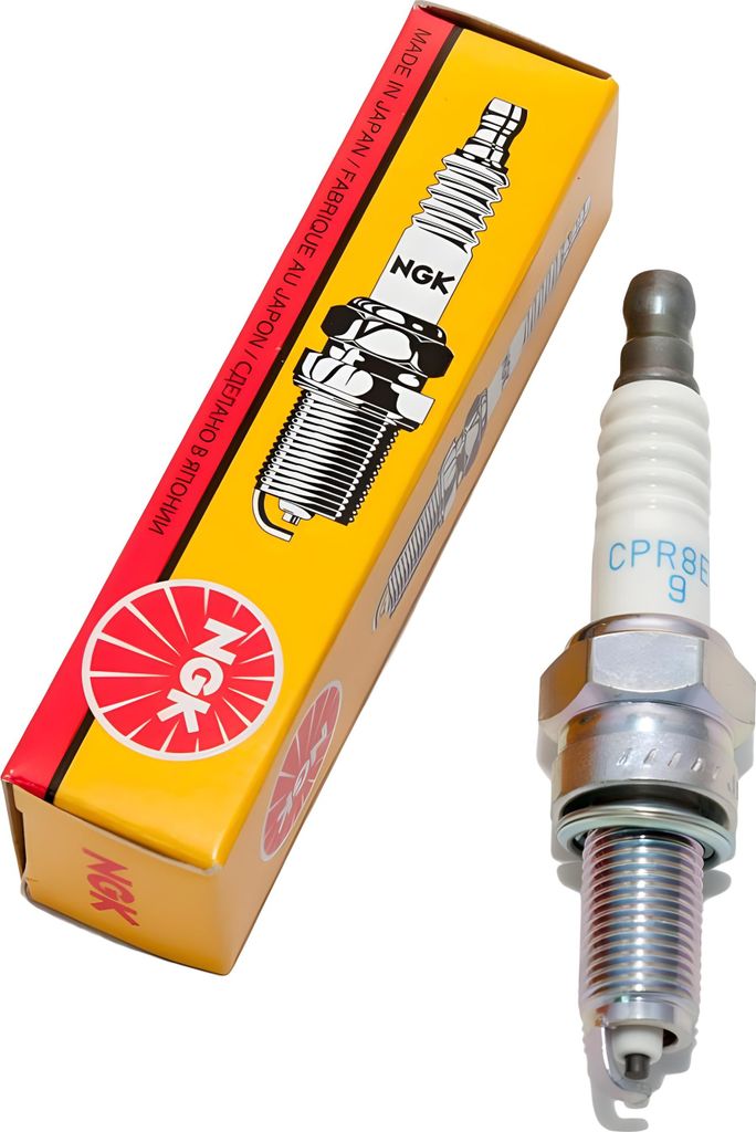 Zündkerze NGK CPR8EB-9 entstört, 19,0mm Langgewinde Ø 10,0mm Hex 16,0mm, Elektrodenabstand 0,90mm, Wärmewert 8, feste SAE-Anschlussmutter, 6607