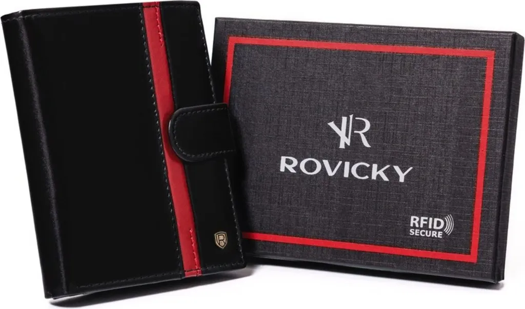 Eleva il tuo look con il Portafoglio Rovicky Nero e Rosso in Pelle