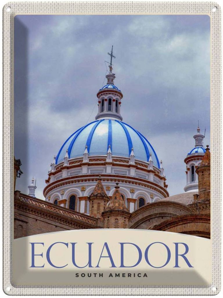 vianmo Blechschild 40x30 cm Ecuador Süd USA Urlaub Amerika Kirche Stadt Bildmotiv Reisemotiv Abenteuer Reisen