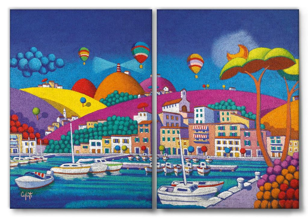Giallobus - Traumhafen - Stefano Calisti - 144x100cm | 2pz. x 70x100cm - Bild - Leinwand