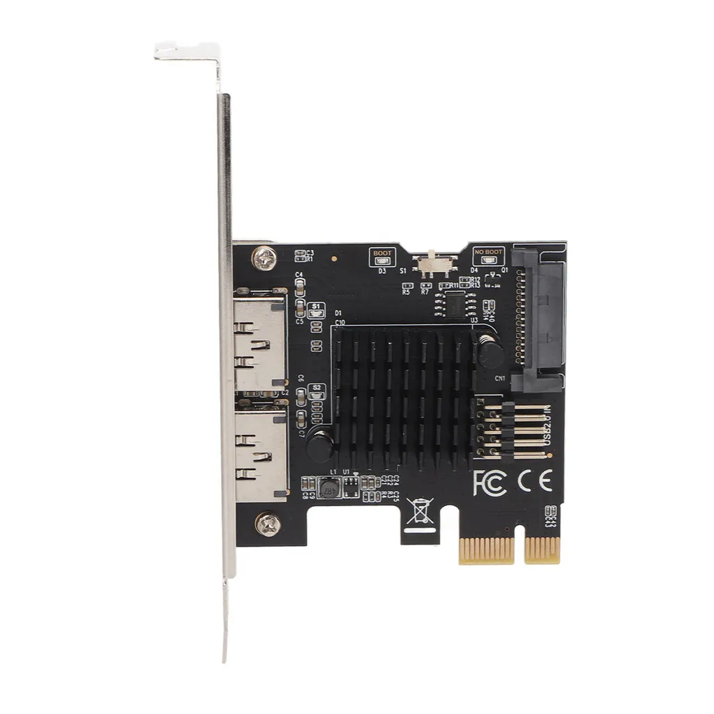 Scheda di espansione ESATA da PCIE a alimentazione, scheda di espansione SATA PCIE a 2 porte, scheda di espansione ESATA da PCIE 1X a 2 porte con alimentazione, scheda SATA PCI Express, scheda di espansione USB PCIE 1X, scheda adattatore ESATA3.0 6Gbps con alimentazione - 4