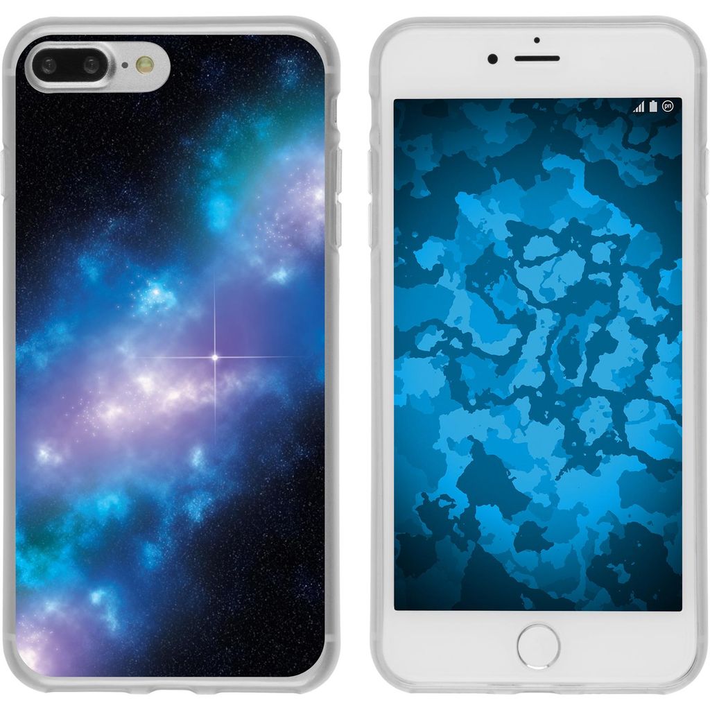 PhoneNatic Case kompatibel mit Apple iPhone 7 Plus / 8 Plus Silikon-Hülle Space Blue Belt M4