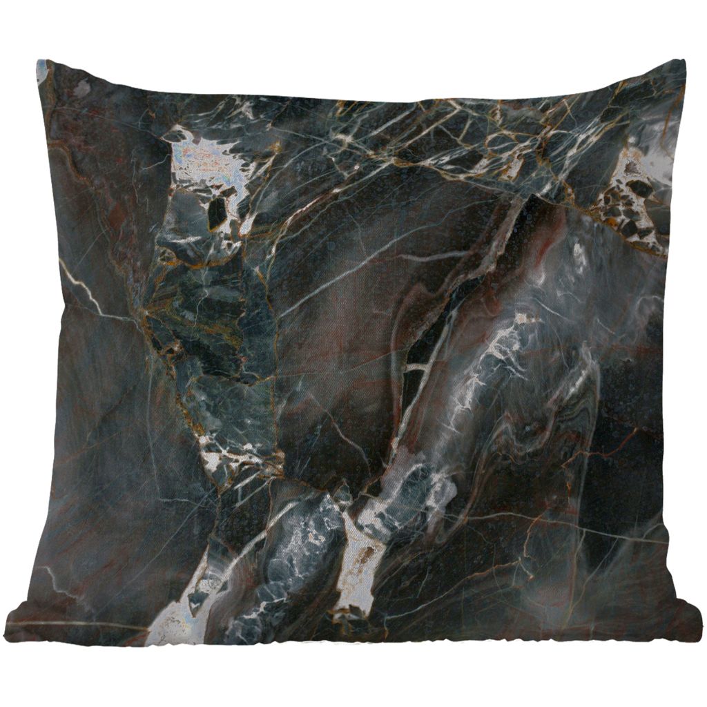 MuchoWow Outdoor Kissen - Marmor - Schwarz - Gold - Muster - 60x60 cm - Wetterfest - Lounge Kissen - Dekoration - Schlaf Kissen