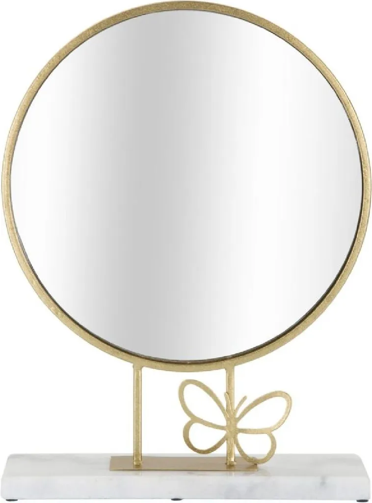 Petit miroir doré papillon Mauro Ferretti base marbre chic 30x39,5 cm