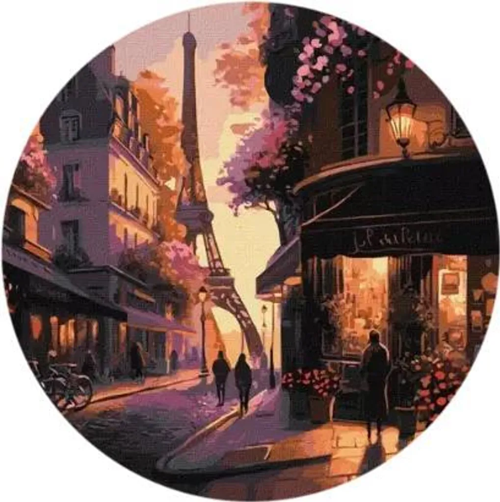 Peinture par numéro ovale Tour Eiffel : décoration murale à faire soi