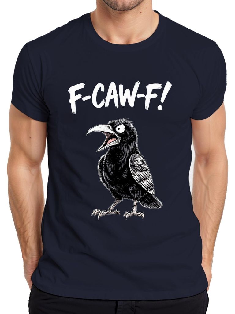 F CAW F Krähe sarkastisch lustig Gothic Halloween Geschenk Herren T-Shirt, Navy, S