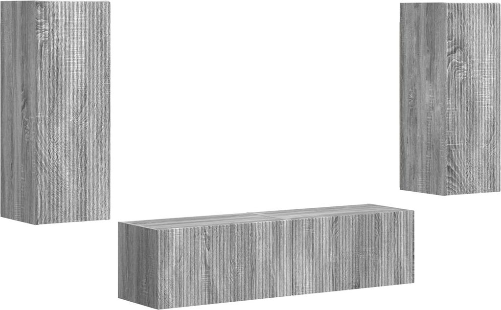 TV-Schrankset Wandmontiert 2 pcs Graues Sonoma Holzwerkstoff