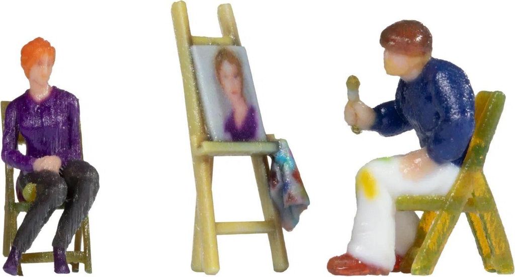 NOCH Maler mit Modell und Staffelei, Kunststofffigur für H0 Dioramen, sitzend