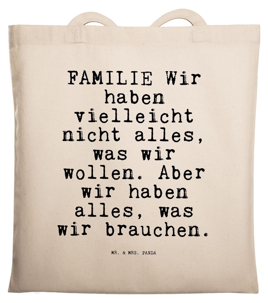 Mr. & Mrs. Panda Schultasche FAMILIE Wir haben vielleicht... - Transparent - Geschenk, Shopping Tasche, Tochter, Stoffbeutel, Liebe, Liebesbeweis, ...