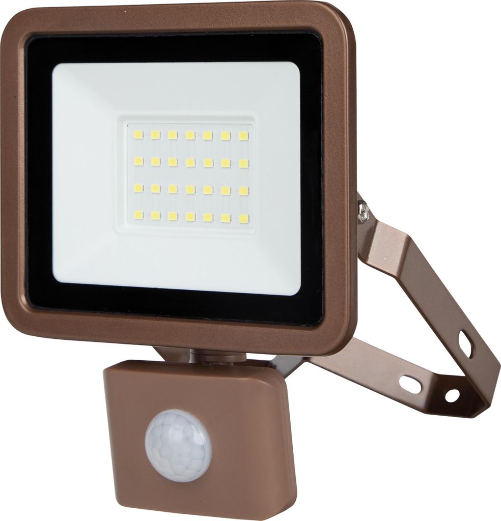 REV LED-Fluter Eco+, mit Bewegungssensor, 20W, 6500K, 1700lm, IP44, bronze