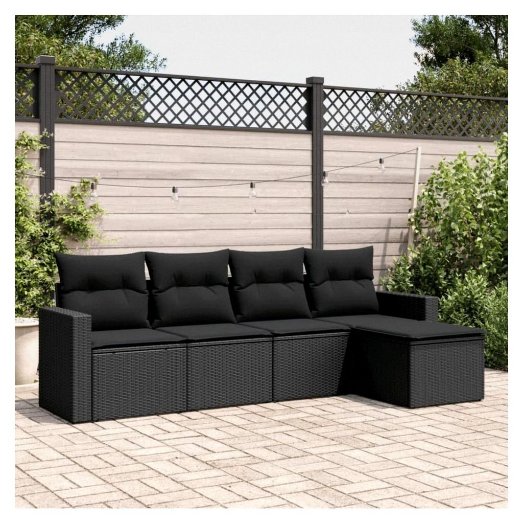 Garten-Sofagarnitur aus PE-Rattan, schwarz, 55x62x69 cm - für Terrasse und Innenhof