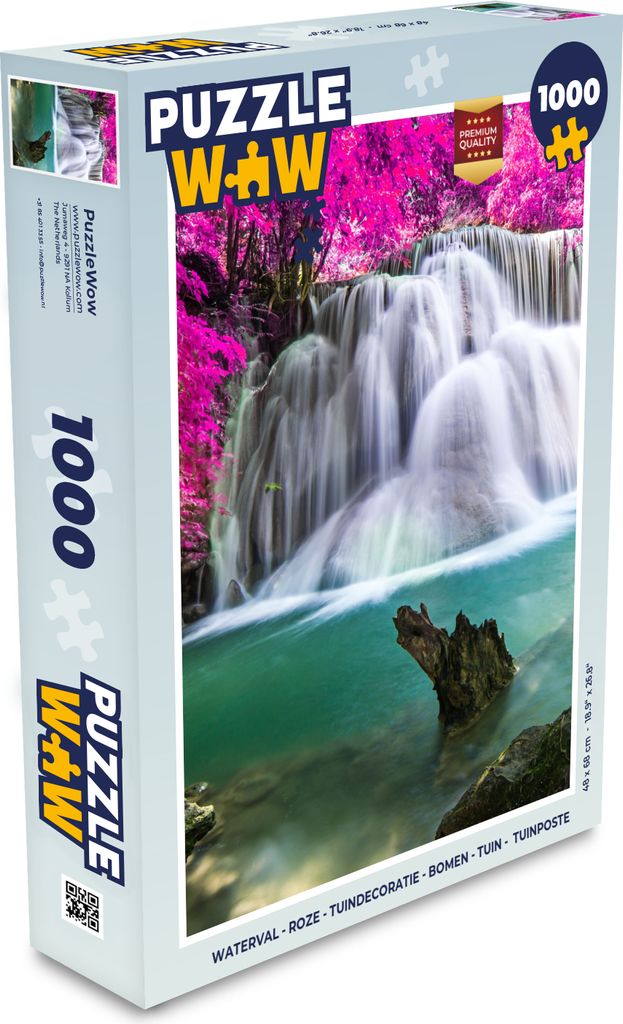 MuchoWow Puzzle 1000 Teile Wasserfall - Rosa - Bäume - Spielzeug - Alt und Jung - Spiele - Puzzeln