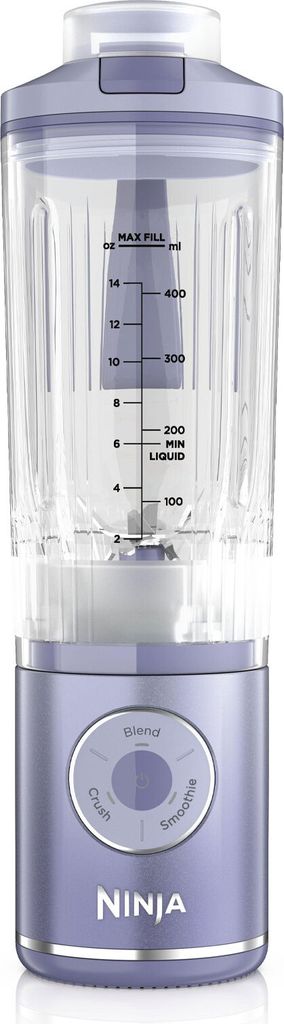 A purple Ninja blender is shown against a white background.