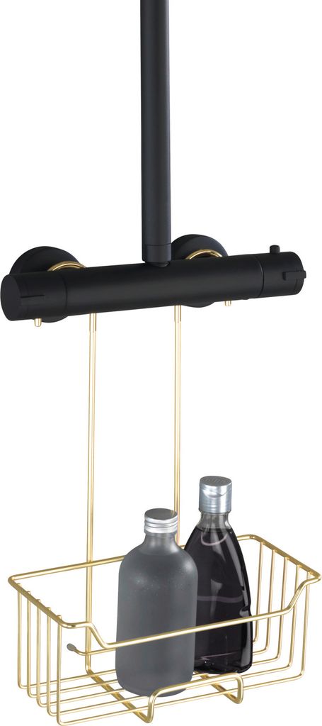 WENKO Dusch Caddy Milo Regal Ablage Hängend Gold Rostfrei Edelstahl Shampoo