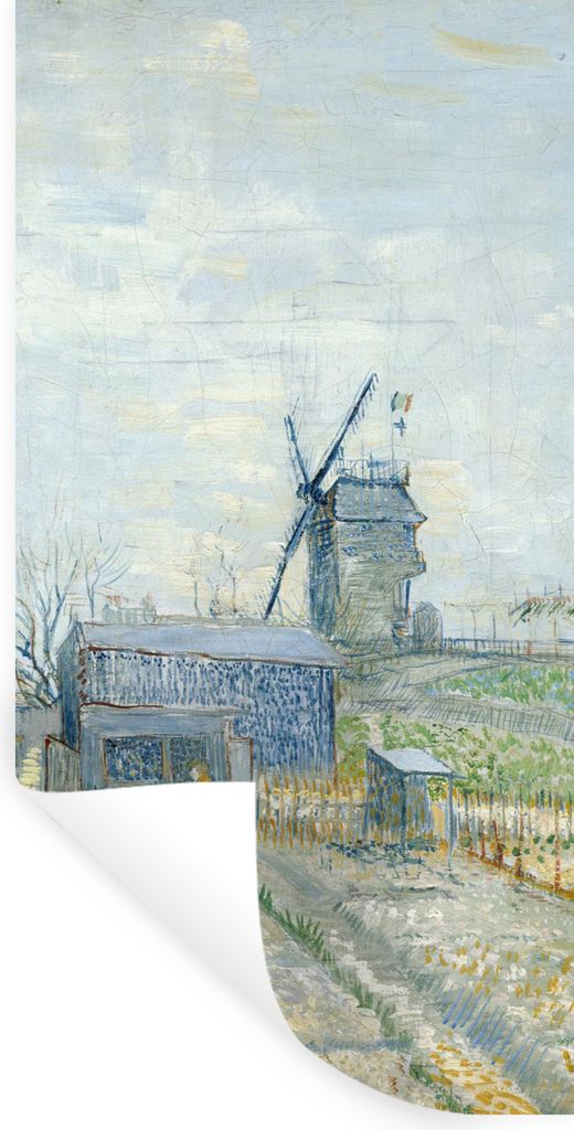 MuchoWow Wandtattoo Wandsticker Wandaufkleber Montmartre: Mühlen und Gärten - Vincent van Gogh 80x160 cm Selbstklebend und Repositionierbar - S...
