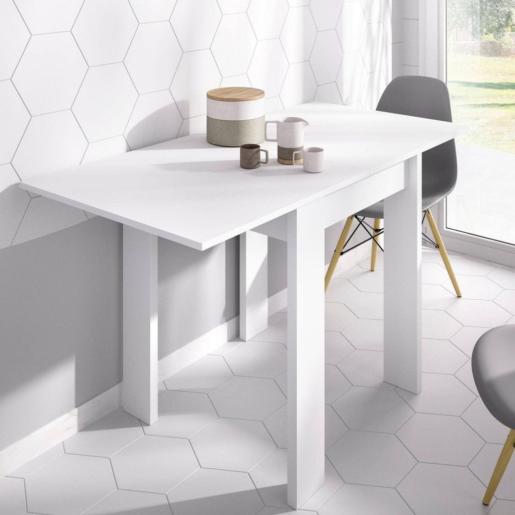 Dmora Tisch ausziehbar Comer 134x67x79h cm Weiß 6 Plätze Produktbild 