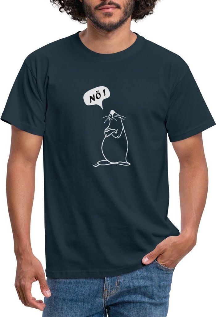 Spreadshirt Nö Bevor Du Fragst Nein Seehund Männer T-Shirt, XL, Navy