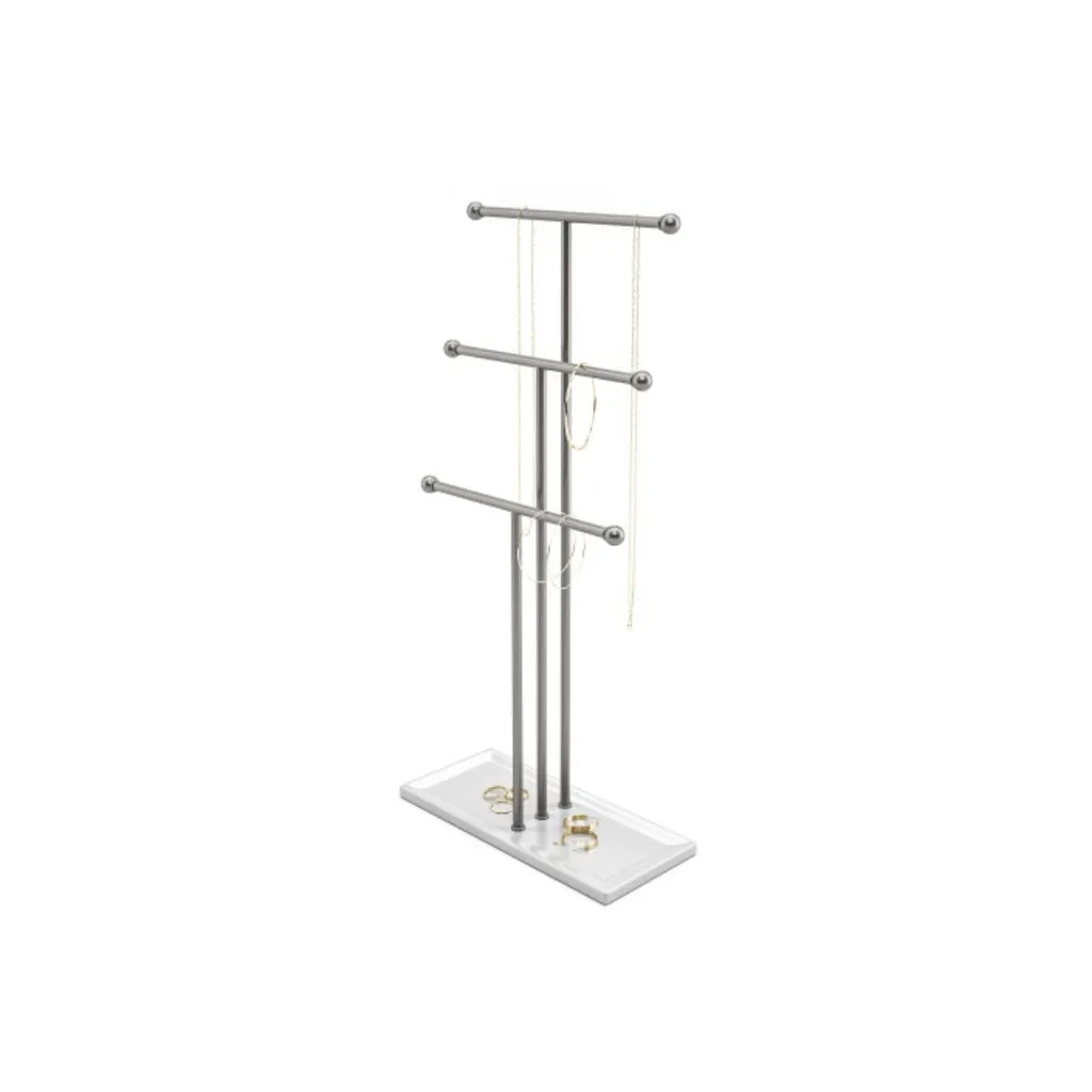 Arbre à bijoux argenté Umbra Trigem avec trois supports pour vos colliers