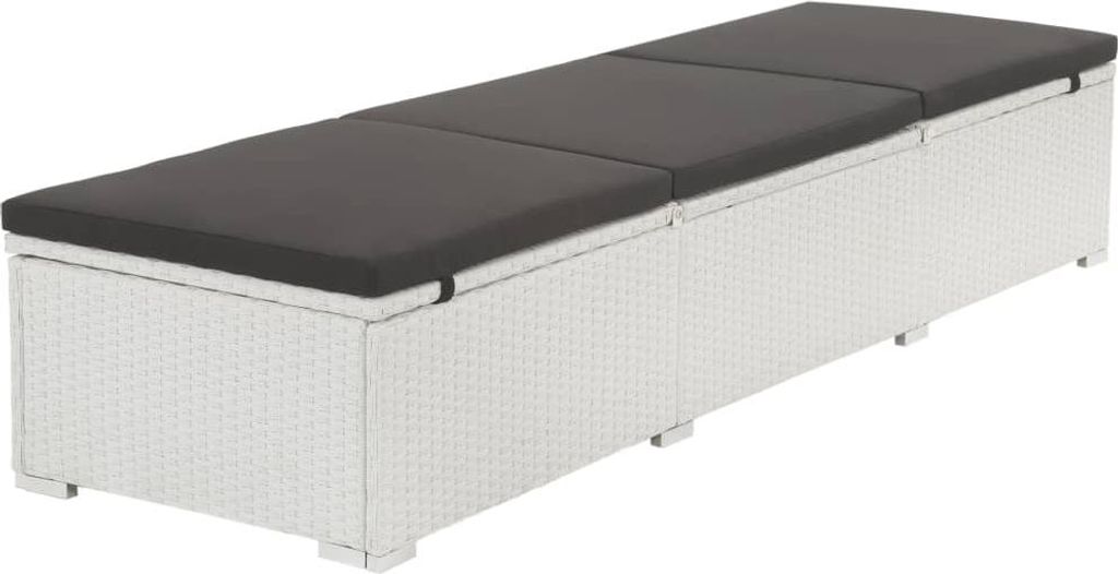 vidaXL Sonnenliege mit Auflage Poly Rattan Weiß