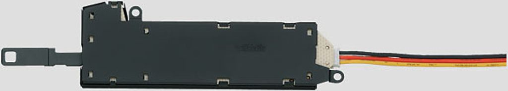 A product shot of a small electronic component with wires.