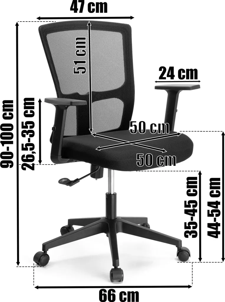 Siège de bureau LINOS noir idéal télétravail - Fauteuil informatique - 3