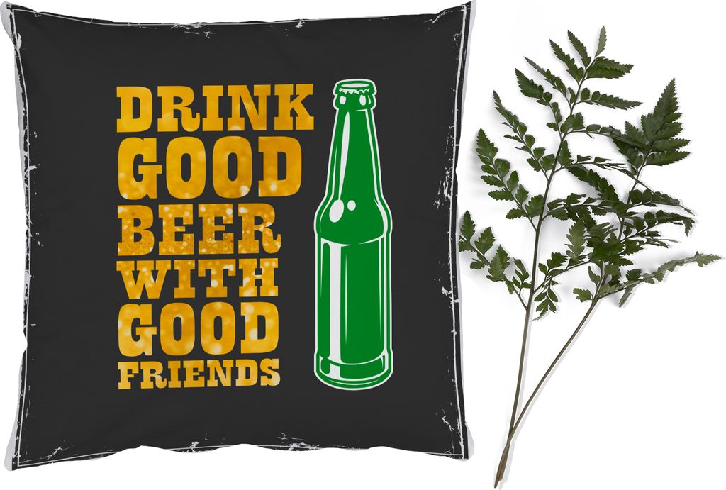 MuchoWow Zierkissen Sofakissen Wohnzimmer Dekokissen 45x45 cm Mancave - Bier - Flasche - Zitate - Vintage - Schlafpolster - Polster für das Sofa