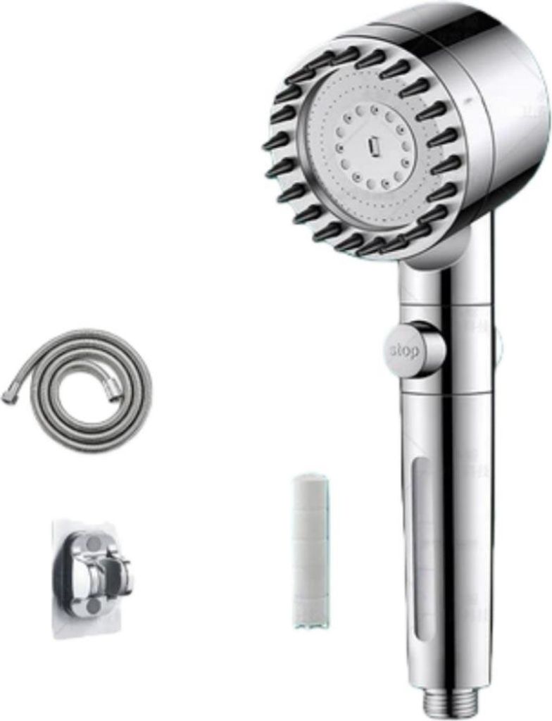 INF Handbrause Hochdruck 3‐Funktionen ABS Dusche Regen Mix Nebel mit Stopknopf