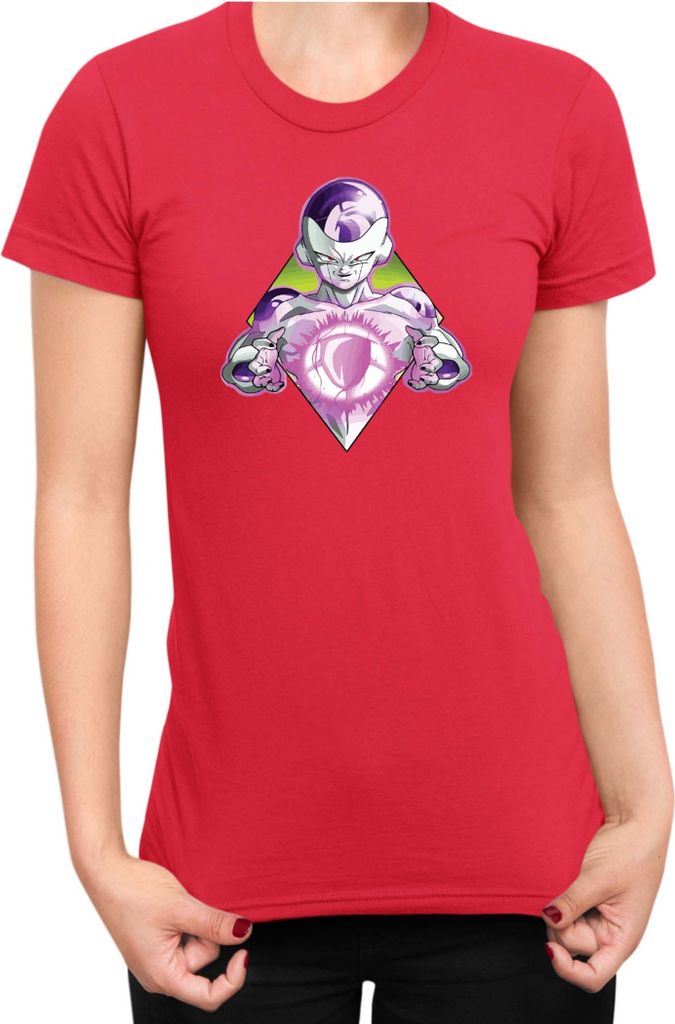 Damen T-Shirt Dragon Anime Manga Ball Z Frieza 04, Lady XL / Rot