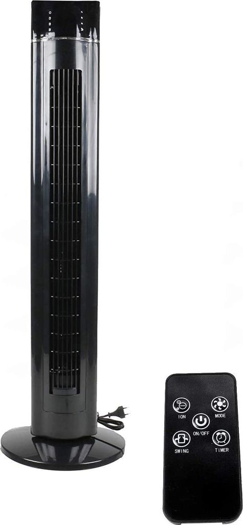 JUNG LIFETIME Ventilator leise mit Fernbedienung & Timer 107cm schwarz, 60W, ENERGIESPAREND, 75° Oszillation, Lüfter Standventilator für Schlafz...